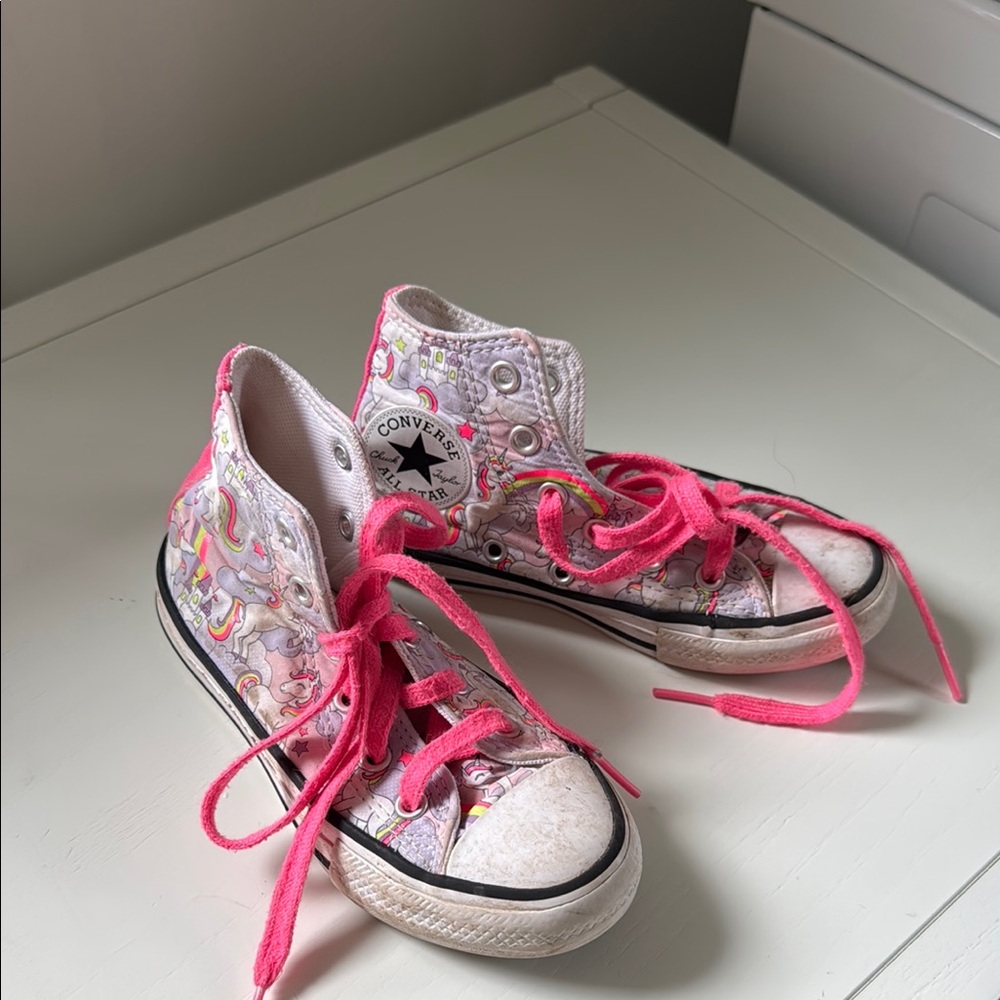 Converse Pink and White High-Top Sneakers